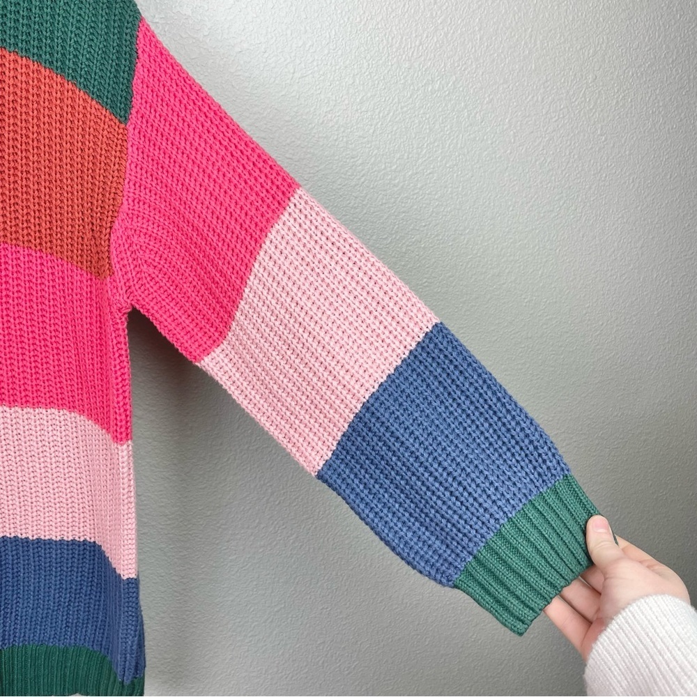 AMERICAN EAGLE OUTFITTERS Oversized Rainbow Striped Mock Neck Sweater Women's S - Picture 8 of 15